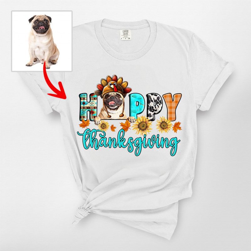 Happy Thanksgiving Custom Dog Comfort Colors T-Shirt For Dog Owners - Pawarts