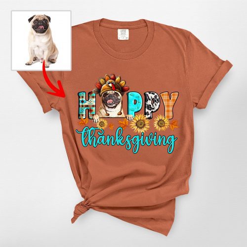 Happy Thanksgiving Custom Dog Comfort Colors T-Shirt For Dog Owners - Pawarts