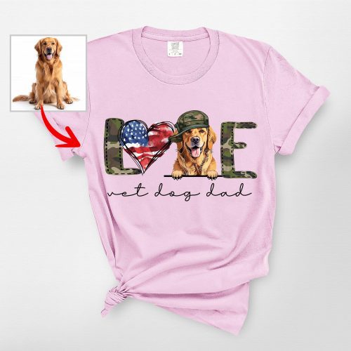 Customized Veterans T-Shirt For Dog Lovers, Patriotic Comfort Colors Tee - Pawarts