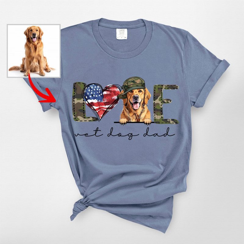 Customized Veterans T-Shirt For Dog Lovers, Patriotic Comfort Colors Tee - Pawarts