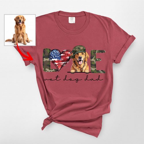 Customized Veterans T-Shirt For Dog Lovers, Patriotic Comfort Colors Tee - Pawarts