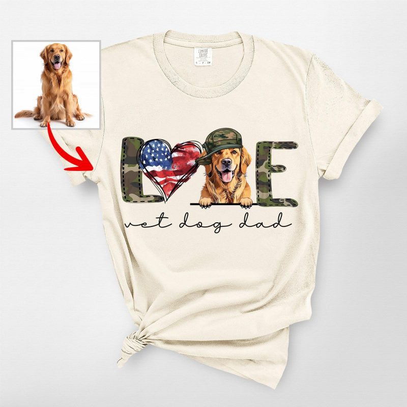 Customized Veterans T-Shirt For Dog Lovers, Patriotic Comfort Colors Tee - Pawarts