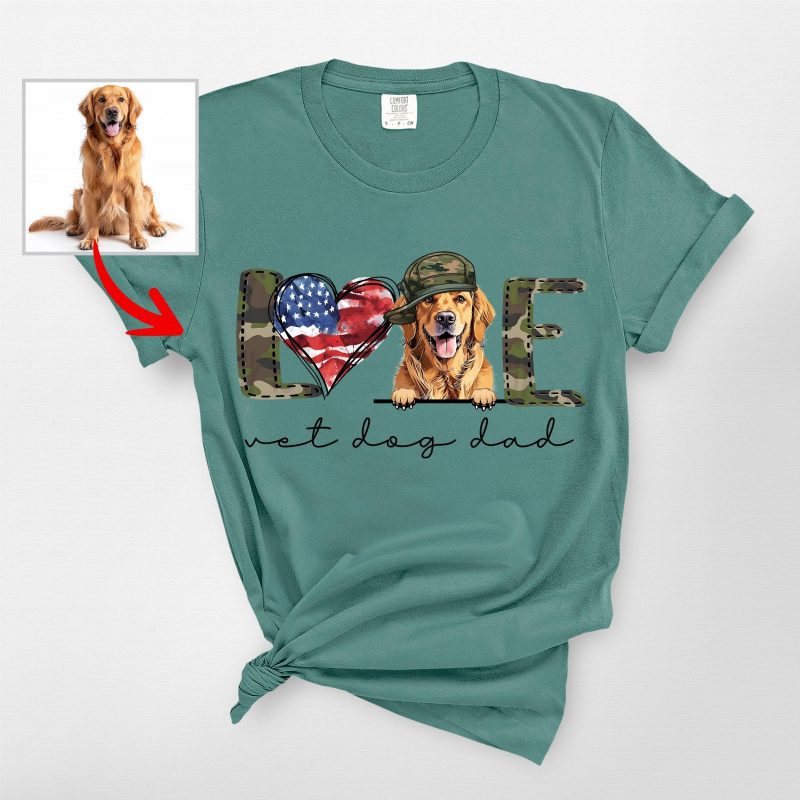 Customized Veterans T-Shirt For Dog Lovers, Patriotic Comfort Colors Tee - Pawarts