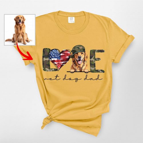 Customized Veterans T-Shirt For Dog Lovers, Patriotic Comfort Colors Tee - Pawarts