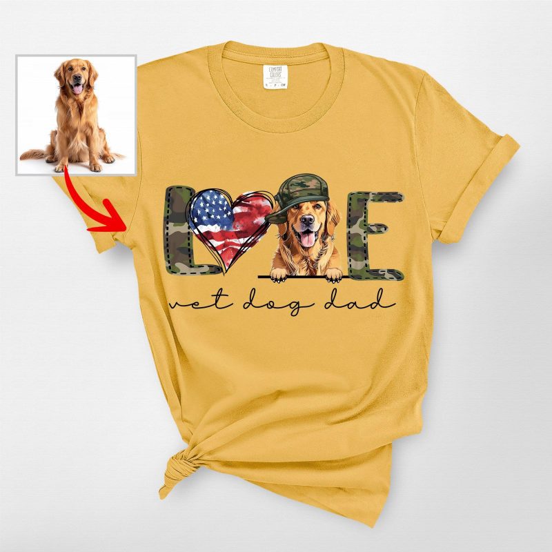 Customized Veterans T-Shirt For Dog Lovers, Patriotic Comfort Colors Tee - Pawarts