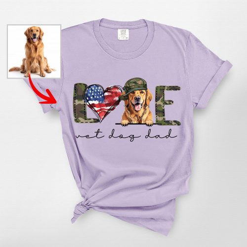 Customized Veterans T-Shirt For Dog Lovers, Patriotic Comfort Colors Tee - Pawarts