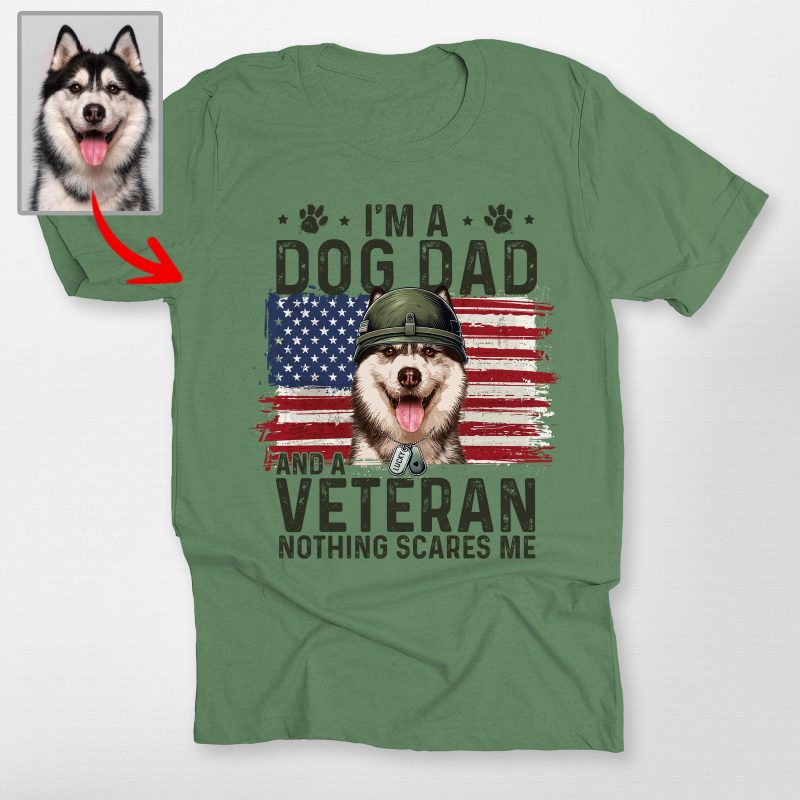 Funny Dog Portrait Bella Canvas T-Shirt For Dog Dad, Veterans Day Gift - Pawarts