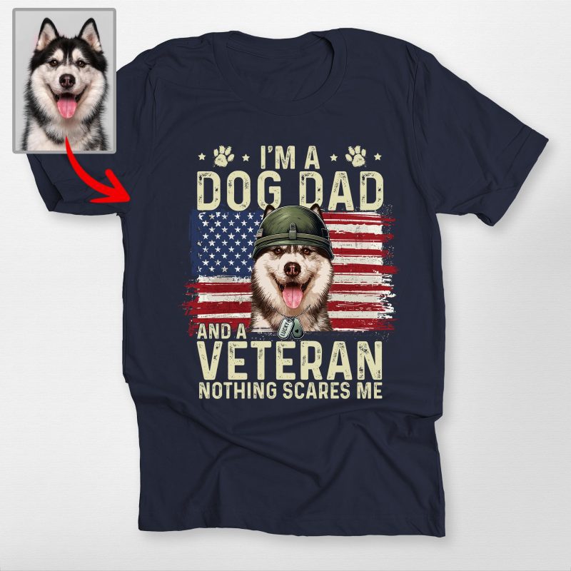 Funny Dog Portrait Bella Canvas T-Shirt For Dog Dad, Veterans Day Gift - Pawarts