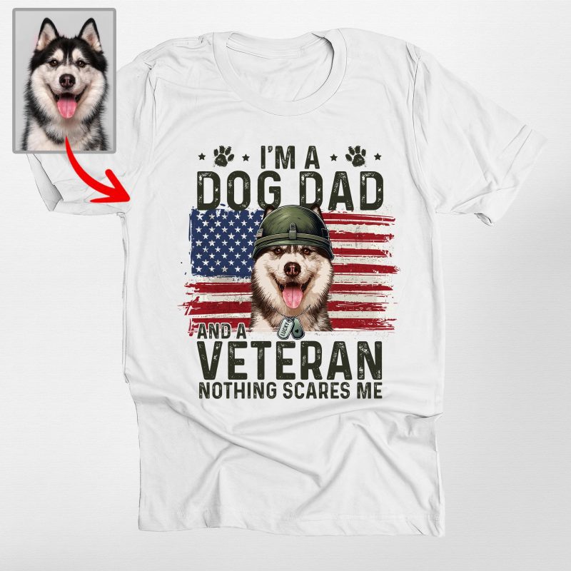 Funny Dog Portrait Bella Canvas T-Shirt For Dog Dad, Veterans Day Gift - Pawarts