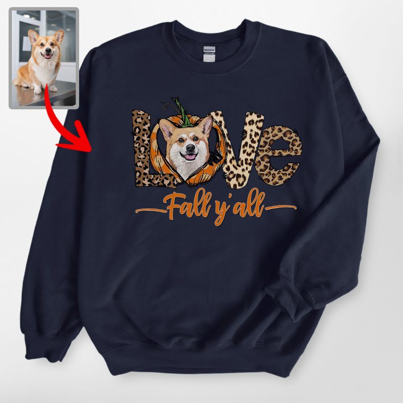 Customized Dog Fall Vibes Gildan Sweatshirt, Cute Pawtumn Vibes - Pawarts