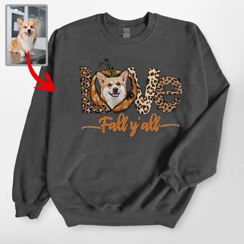 Customized Dog Fall Vibes Gildan Sweatshirt, Cute Pawtumn Vibes - Pawarts