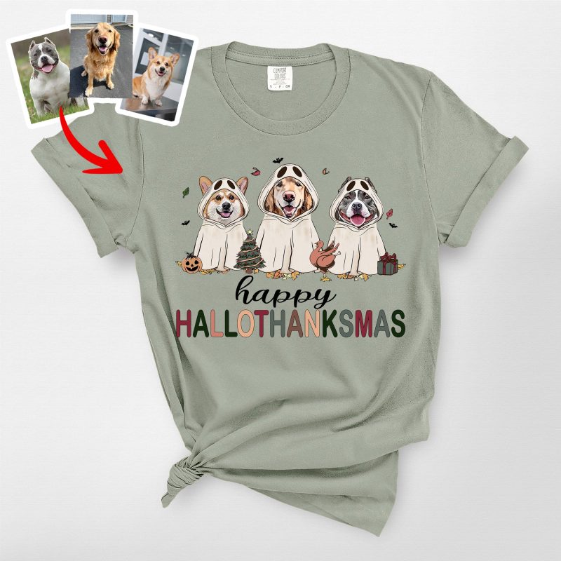 Happy Hallothanksmas Comfort Colors T-Shirt, Cute Gifts For Dog Owners - Pawarts