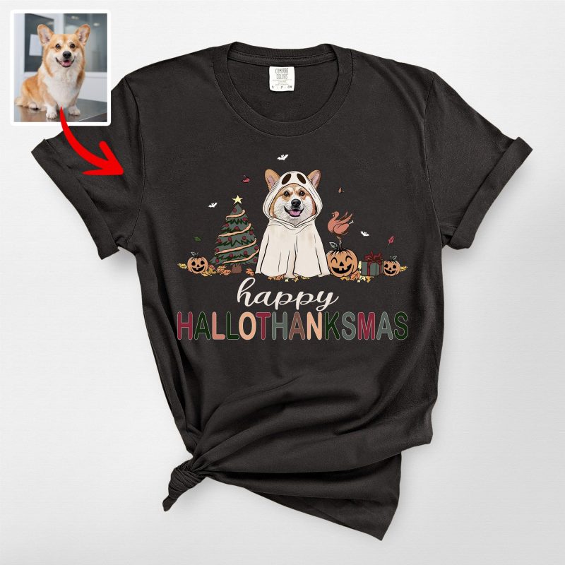 Happy Hallothanksmas Comfort Colors T-Shirt, Cute Gifts For Dog Owners - Pawarts