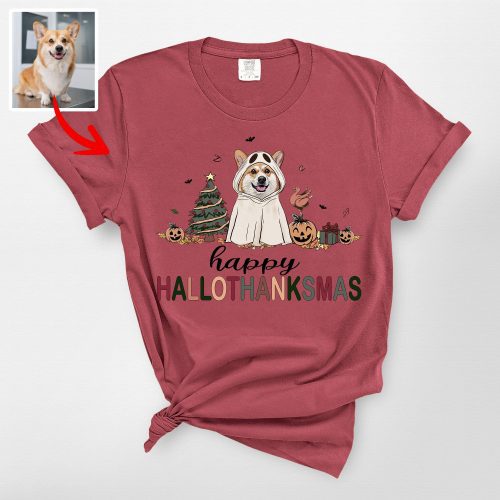 Happy Hallothanksmas Comfort Colors T-Shirt, Cute Gifts For Dog Owners - Pawarts