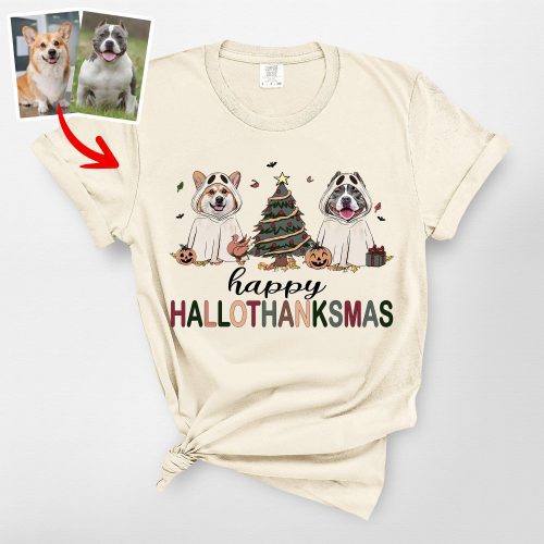 Happy Hallothanksmas Comfort Colors T-Shirt, Cute Gifts For Dog Owners - Pawarts