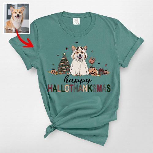 Happy Hallothanksmas Comfort Colors T-Shirt, Cute Gifts For Dog Owners - Pawarts