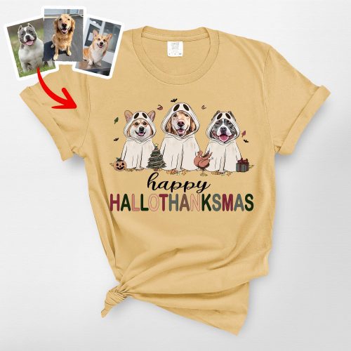 Happy Hallothanksmas Comfort Colors T-Shirt, Cute Gifts For Dog Owners - Pawarts