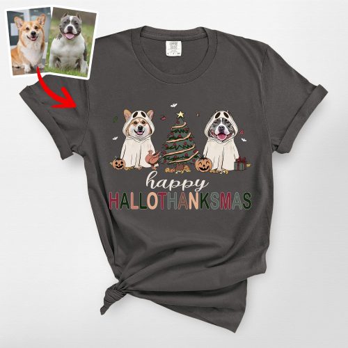 Happy Hallothanksmas Comfort Colors T-Shirt, Cute Gifts For Dog Owners - Pawarts