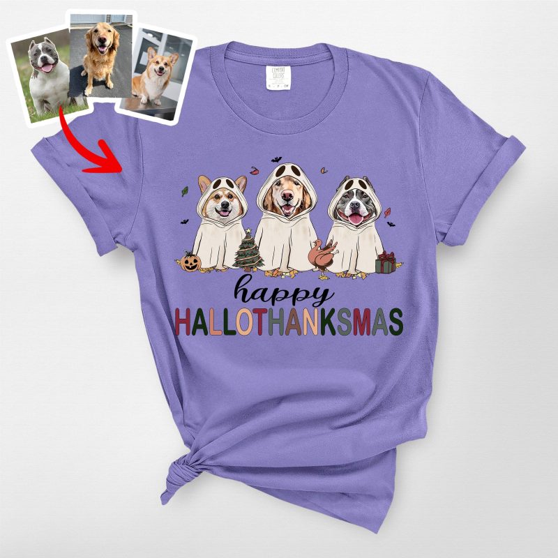 Happy Hallothanksmas Comfort Colors T-Shirt, Cute Gifts For Dog Owners - Pawarts