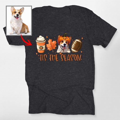 Custom Dog Face In Bella Canvas T-Shirt for Dog Lovers, Fall Vibes Tee - Pawarts