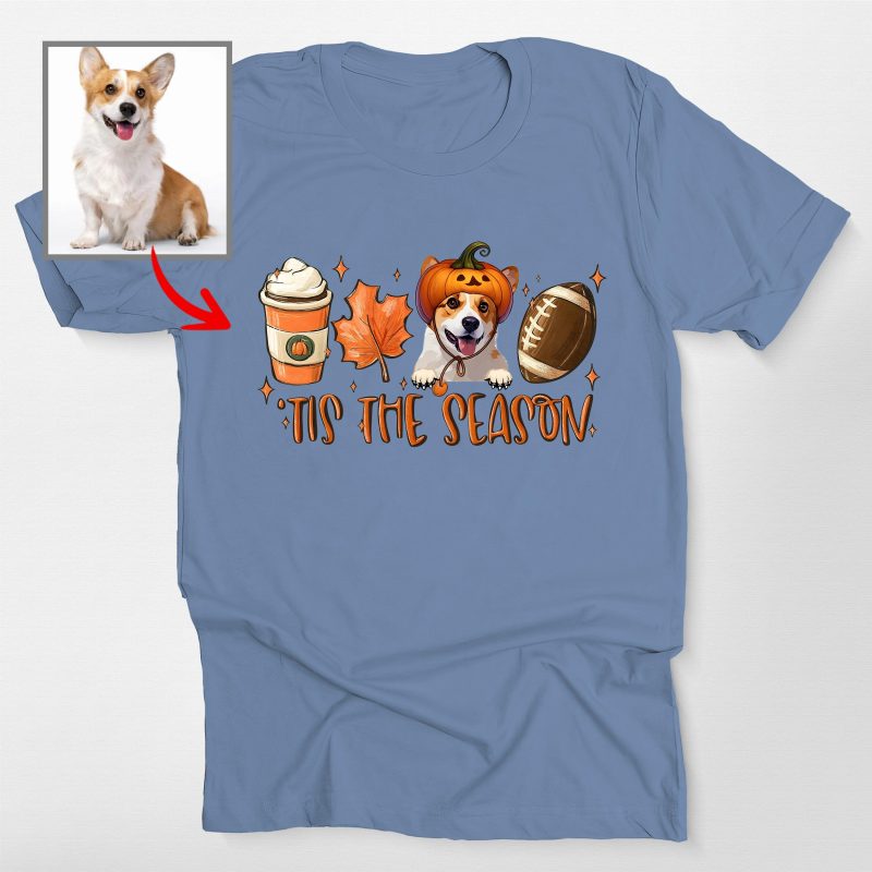 Custom Dog Face In Bella Canvas T-Shirt for Dog Lovers, Fall Vibes Tee - Pawarts