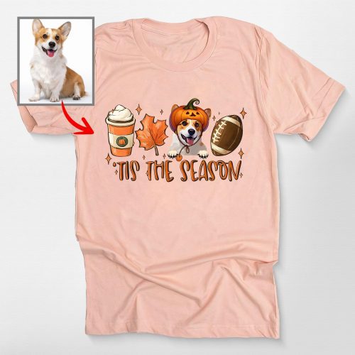 Custom Dog Face In Bella Canvas T-Shirt for Dog Lovers, Fall Vibes Tee - Pawarts