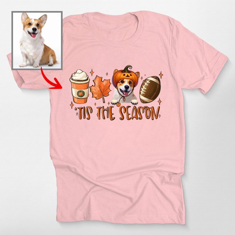 Custom Dog Face In Bella Canvas T-Shirt for Dog Lovers, Fall Vibes Tee - Pawarts