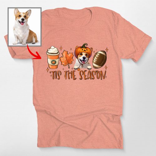 Custom Dog Face In Bella Canvas T-Shirt for Dog Lovers, Fall Vibes Tee - Pawarts