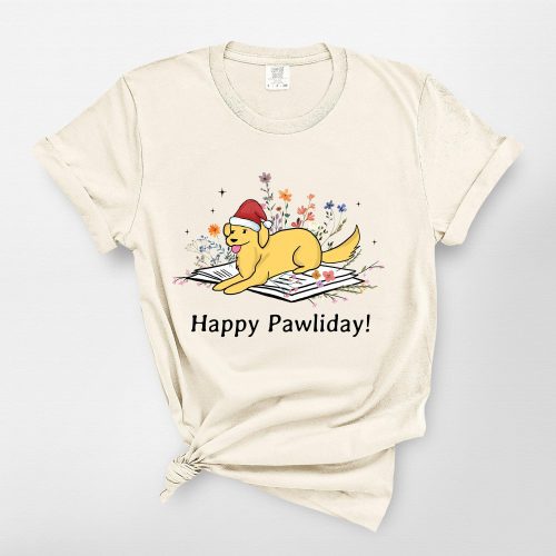 Dog Lying On Book With Flower Comfort Colors T-Shirt For Dog Lovers - Pawarts