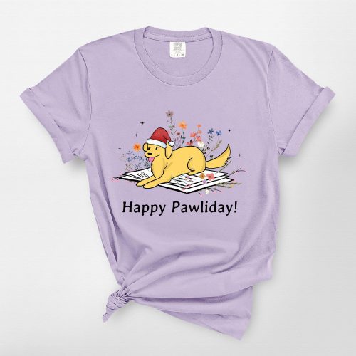 Dog Lying On Book With Flower Comfort Colors T-Shirt For Dog Lovers - Pawarts