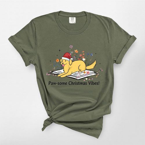 Dog Lying On Book With Flower Comfort Colors T-Shirt For Dog Lovers - Pawarts