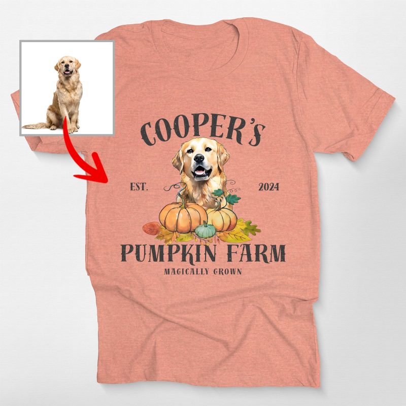 Customized Dog Pumpkin Farm Bella Canvas T-Shirt For Dog Lovers - Pawarts