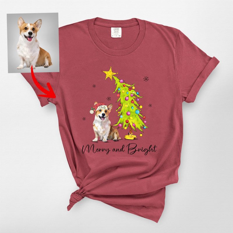 Custom Dog Christmas Tree Comfort Colors T-Shirt For Dog Lovers - Pawarts