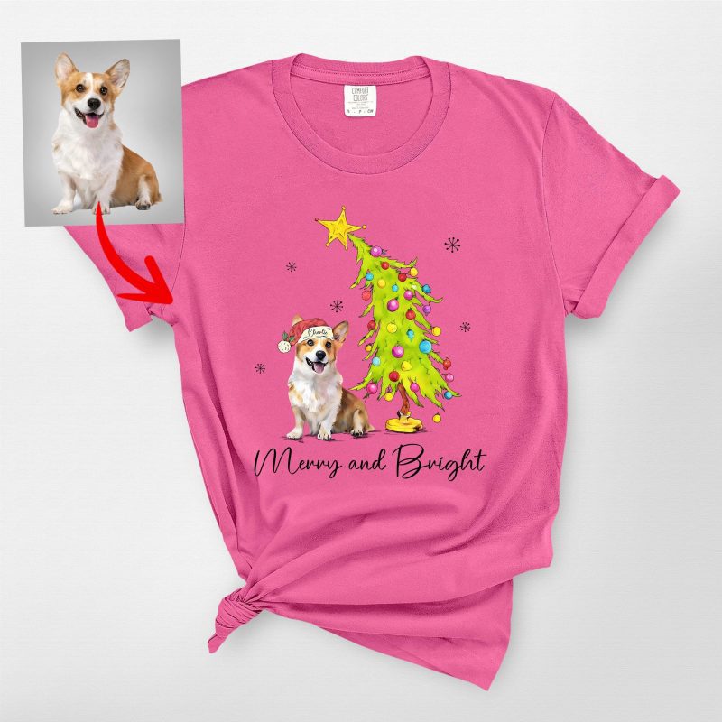 Custom Dog Christmas Tree Comfort Colors T-Shirt For Dog Lovers - Pawarts