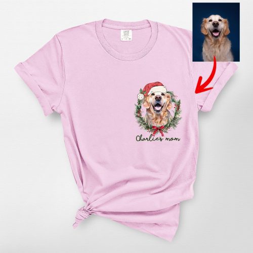 Custom Dog Portrait Christmas Shirt For Dog Owners, Comfort Colors Tee - Pawarts