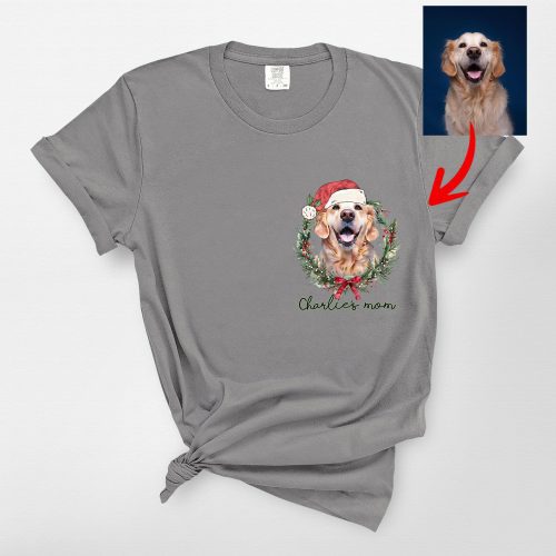 Custom Dog Portrait Christmas Shirt For Dog Owners, Comfort Colors Tee - Pawarts