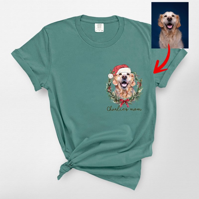 Custom Dog Portrait Christmas Shirt For Dog Owners, Comfort Colors Tee - Pawarts