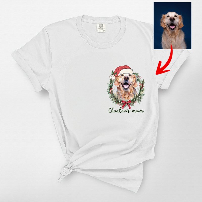 Custom Dog Portrait Christmas Shirt For Dog Owners, Comfort Colors Tee - Pawarts