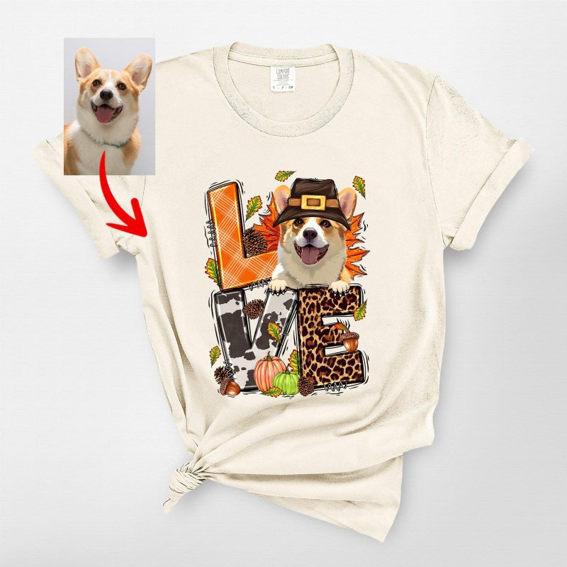 Love With Dog Thanksgiving T-Shirt For Dog Owners, Comfort Colors Tee - Pawarts