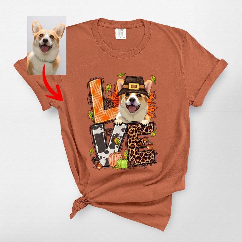 Love With Dog Thanksgiving T-Shirt For Dog Owners, Comfort Colors Tee - Pawarts