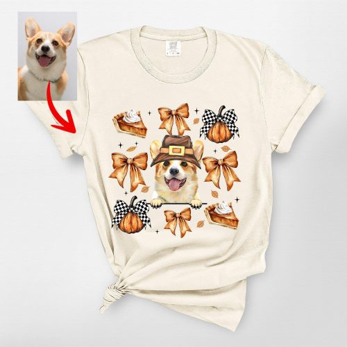 Retro Thanksgiving Comfort Color T-Shirt For Dog Mom, Autumn Girly Tee - Pawarts