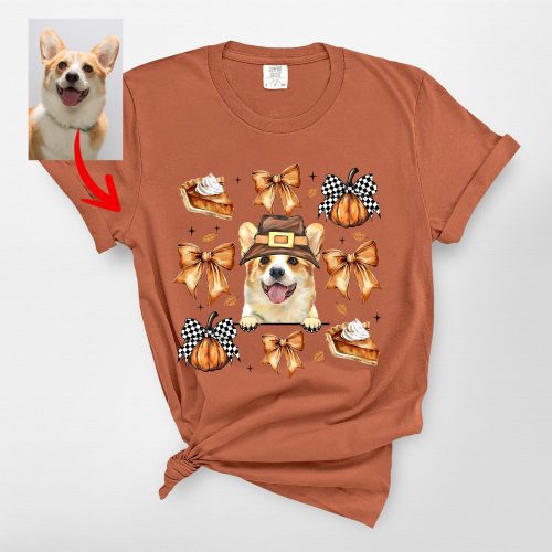 Retro Thanksgiving Comfort Color T-Shirt For Dog Mom, Autumn Girly Tee - Pawarts