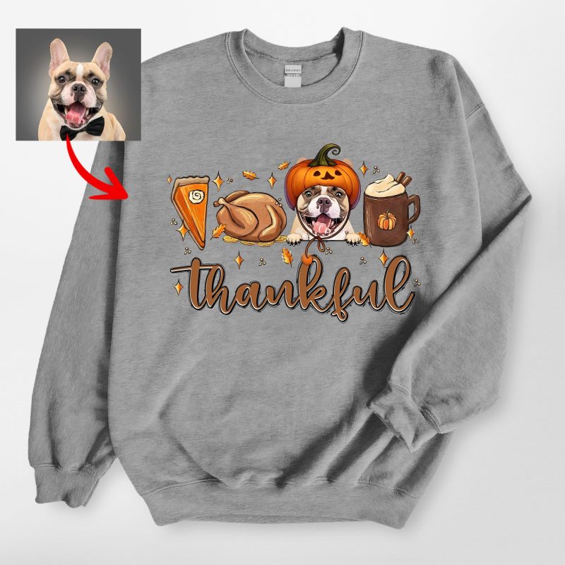 Cute Thankful Sweatshirt For Dog Lovers, Thanksgiving Gildan Sweatshirt - Pawarts