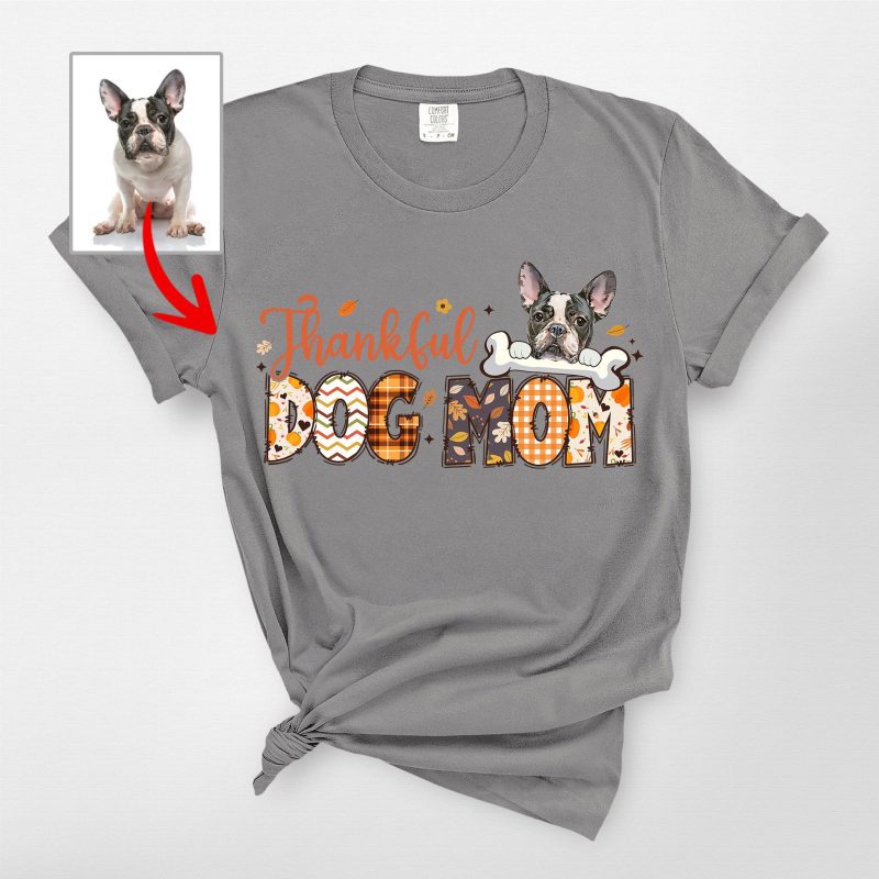 Custom Thankful Comfort Colors T-Shirt For Dog Mom, Thanksgiving Gift - Pawarts