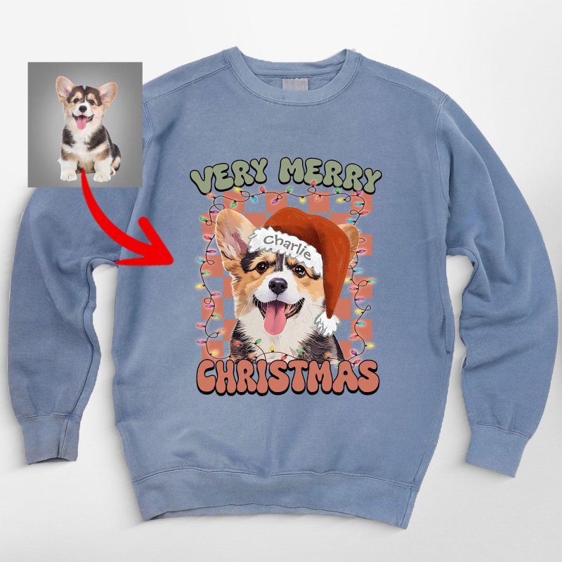 Very Merry Christmas Comfort Colors Sweatshirt For Dog Lovers - Pawarts