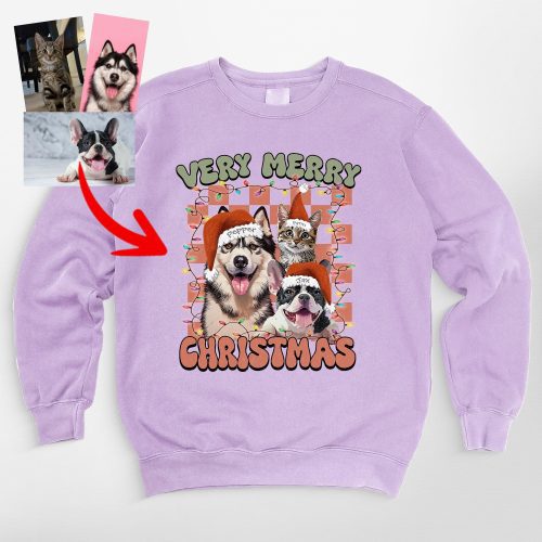 Very Merry Christmas Comfort Colors Sweatshirt For Dog Lovers - Pawarts