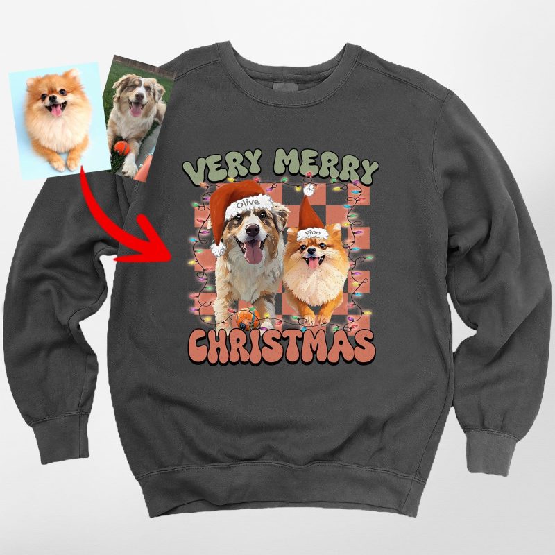 Very Merry Christmas Comfort Colors Sweatshirt For Dog Lovers - Pawarts