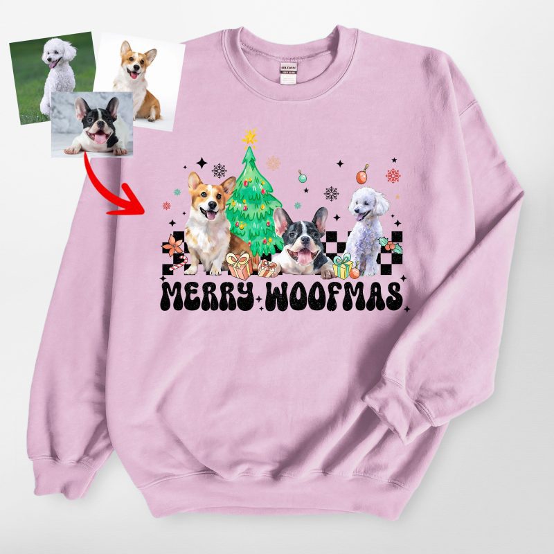 Retro Merry Woofmas Gildan Sweatshirt For Dog Owners, Christmas Gift - Pawarts