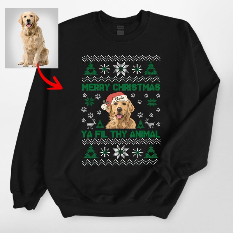 Ugly Christmas Sweatshirt For Dog Owners, Custom Dog Gildan Sweatshirt - Pawarts