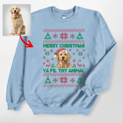 Ugly Christmas Sweatshirt For Dog Owners, Custom Dog Gildan Sweatshirt - Pawarts